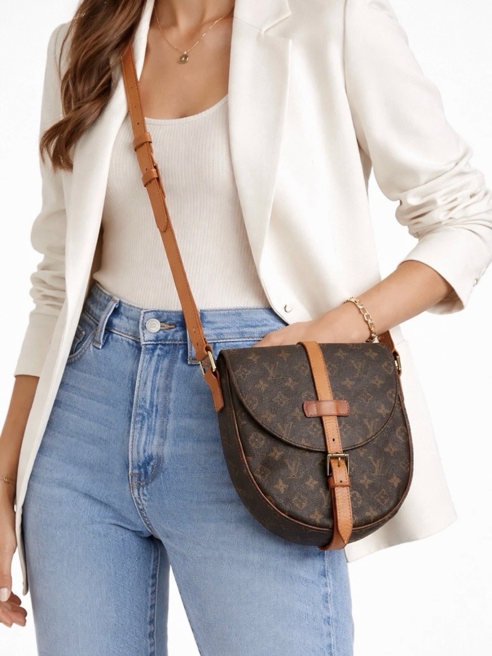 Louis Vuitton Monogram Crossbody Saddle Bag in Brown and Tan GM - Picture 8 of 9